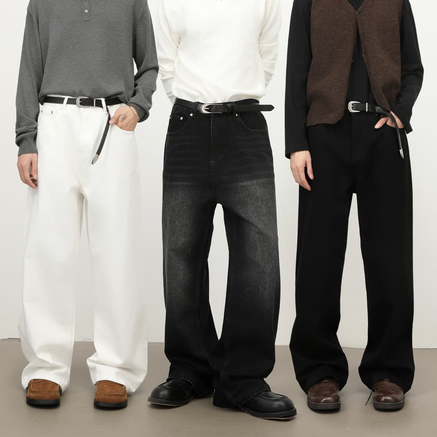 Nirben Denim | Straight Leg Jeans Men Korean Style Versatile Loose Wide Leg Pants Slimming Floor-Length Trousers