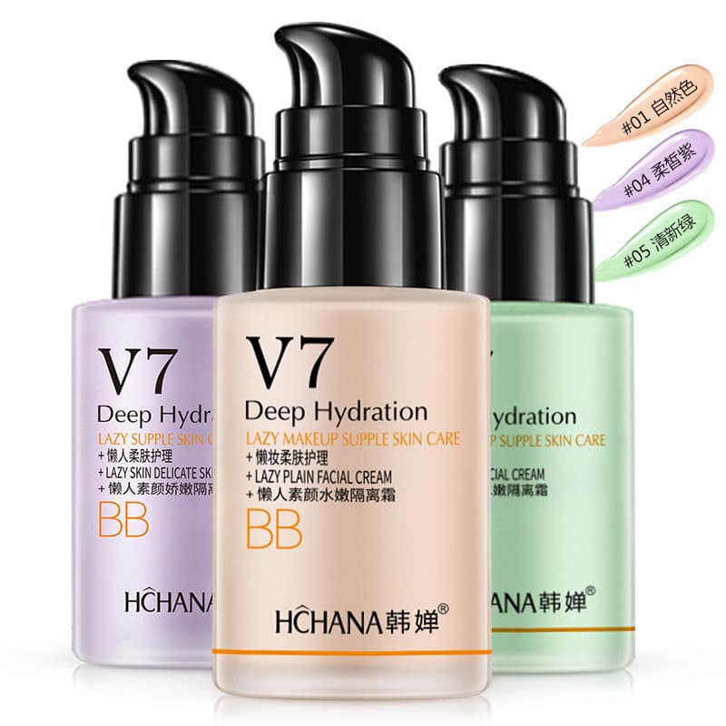 Hanchan V7 Isolation Cream Hydrating and Moisturizing Lazy Face Cream Isolation Concealer Liquid Foundation Improves Skin Color BB Cream Makeup