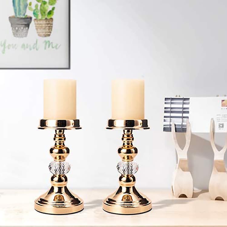 European-style Gold Candle Holder 8-inch Church Decorative Candle Stand Romantic Wedding Candle Holder Metal Craft Ornament