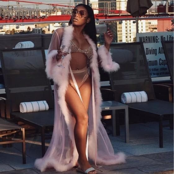 Cross-border Amazon Europe and America sexy lingerie sexy bathrobe foreign trade style long nightgown fur robe women