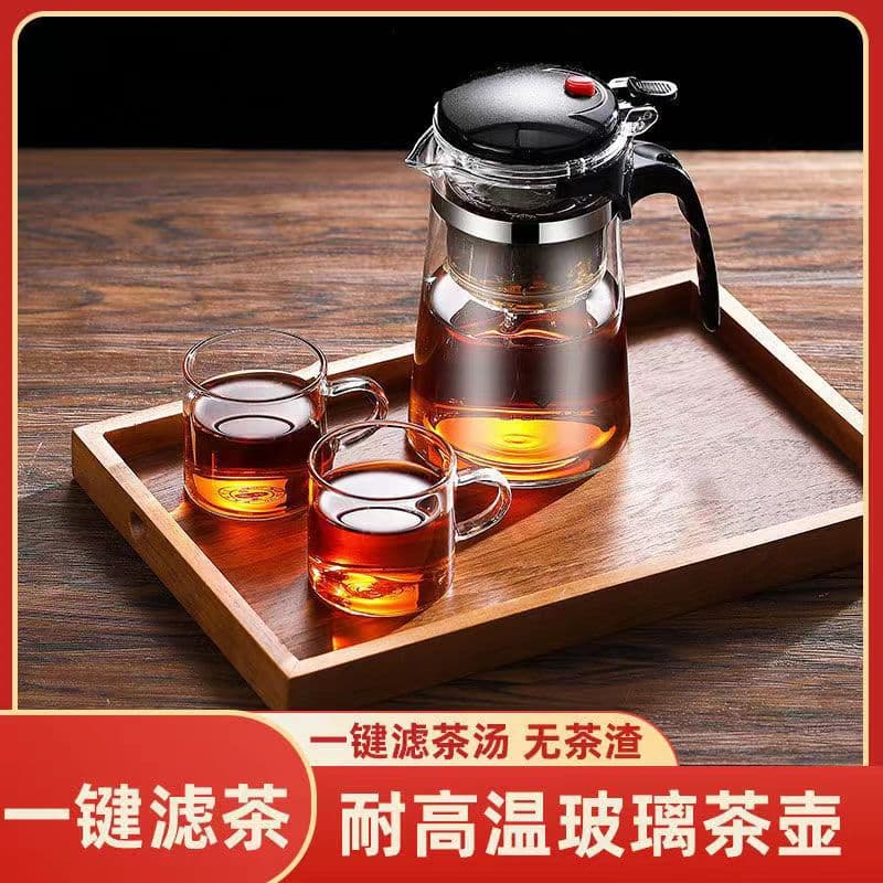 Cross-Border High-Temperature Resistant Tea Ceremony Teapot Home Use Tea Set One-Key Filter Brewing Cup with Tea-Water Separation Glass
