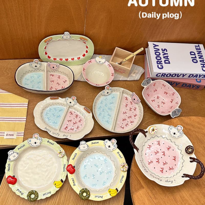 High-Appeal Ins Super Cute Koala Series Salad Plate Home Rice Bowl French Fries Bucket Instant Noodle Bucket Salad Bowl