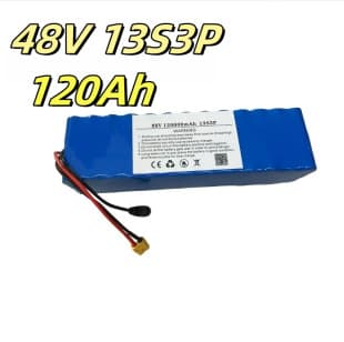 Battery 48V Lithium Battery 120Ah 13S3P + Charger 18650 Lithium Ion Battery Pack