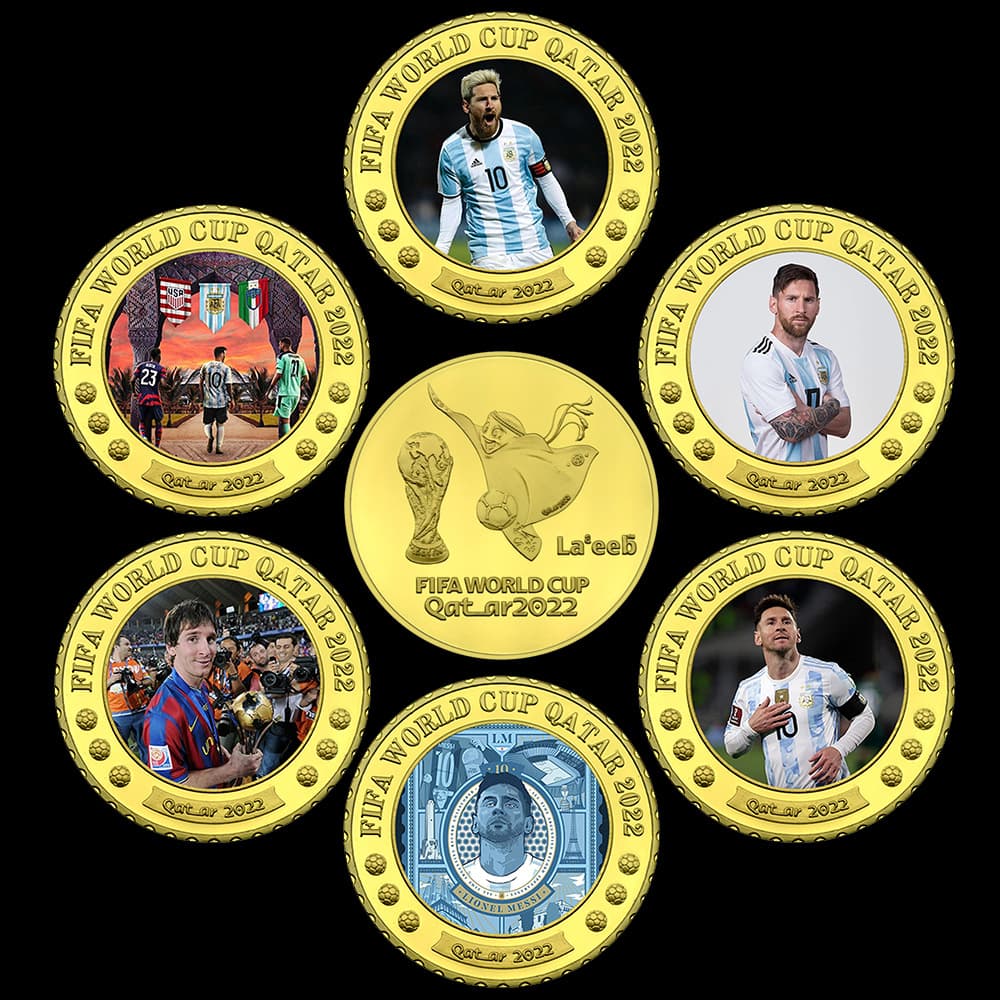 Messi World Cup 2022 Qatar Coin Commemorative Medal Wholesale Football Fan Collection Coin