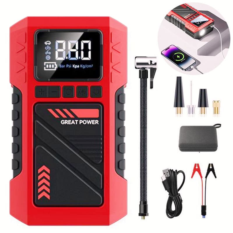 Vehicle-mounted wireless lithium battery emergency starting power all-in-one machine to strengthen the air pump tire inflator