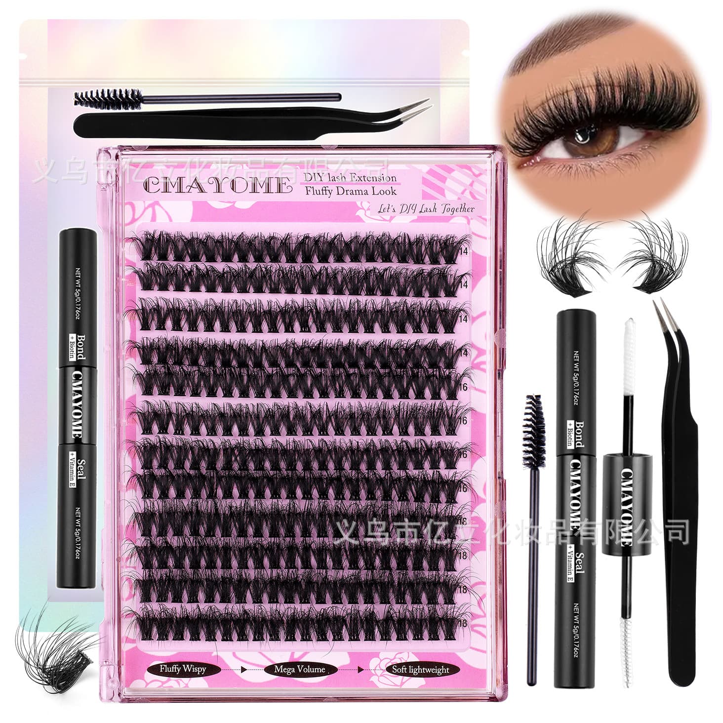Cross-Border Bestseller 60-200D Curly Natural Thick False Lashes 14-18mm DIY Segment Self-Adhesive Single Cluster Lashes