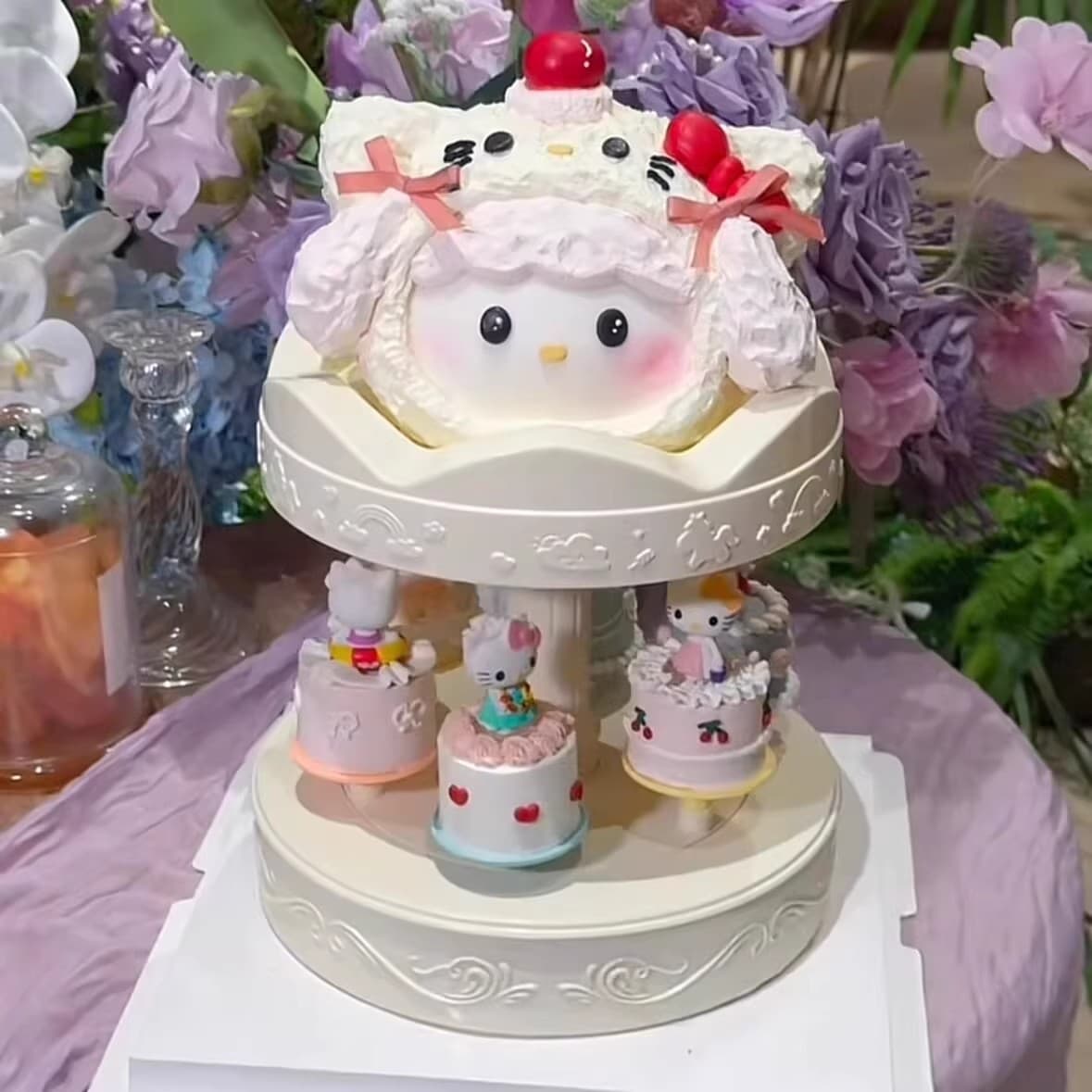 Trendy Instagram Carousel Cake Display Stand Cartoon Kt Cat My Melody Girls' Birthday Topper