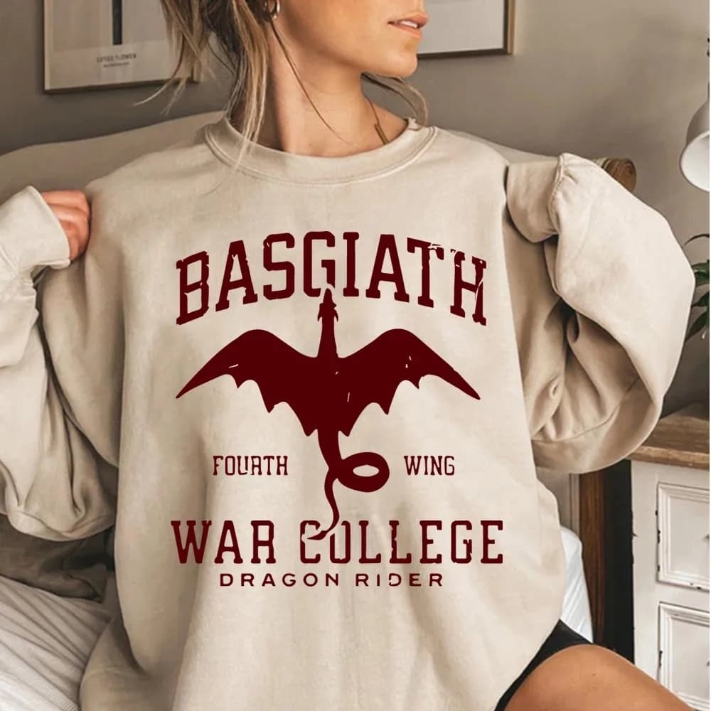 Vintage Fourth Wing Sweatshirt Women Graphic Basgiath War College Hoodie K-Pop