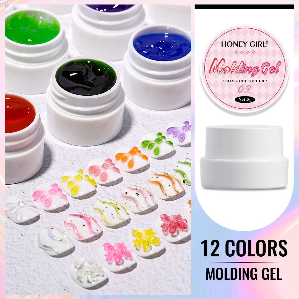 12 colors of nail art styling gel cross-border exclusive for MOLDING GEL multi-color optional molding gel styling gel carving