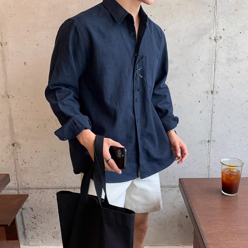 Korean-style premium long-sleeve shirt for men, spring and fall new arrival, loose and casual design with a unique touch, outerwear top