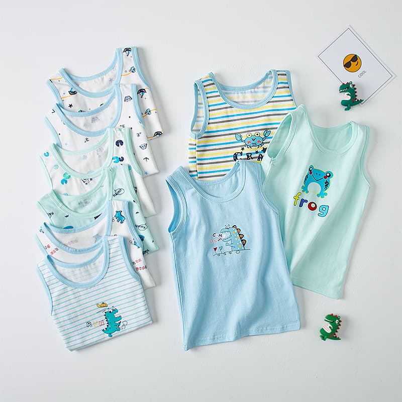 New children's vest sleeveless summer cotton printed thin boys' clothing baby boy medium and large children's top bottoming