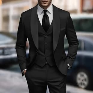 Cross-Border Men's Suit Set Premium Casual Three-Piece Loose Performance Suit Wedding Best Man Groom Suit