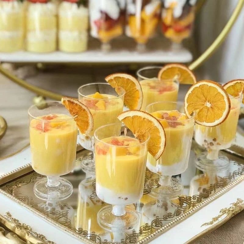 Dessert table disposable goblet pudding cup milkshake mousse cup ice cream red wine champagne cup plastic transparent cup