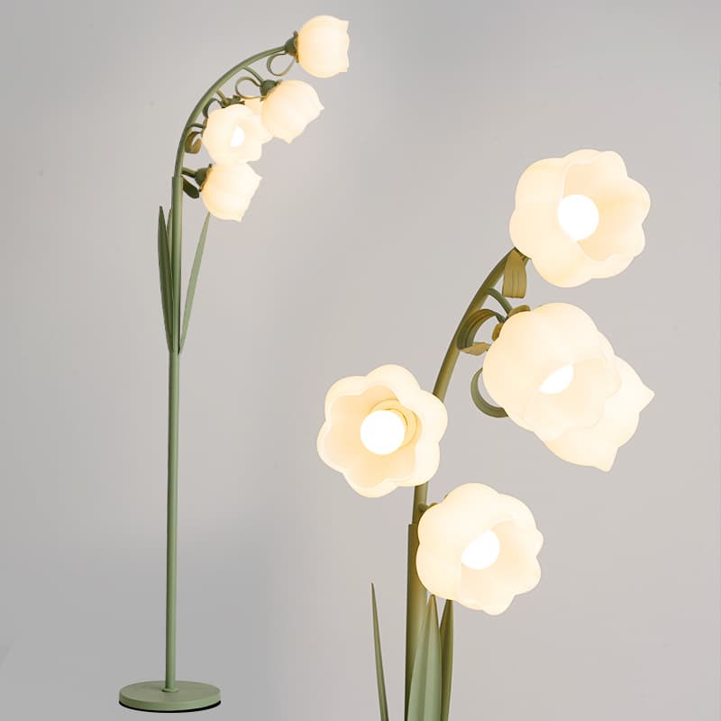Rustic Floral Floor Lamp, Fishing Lamp, Living Room Ins Style American Retro Bedside Floor Lamp for Sofa Side