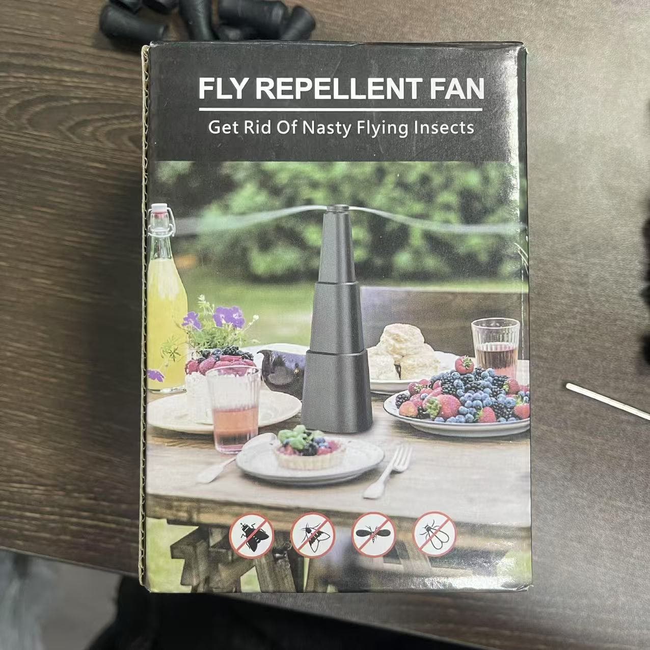 Insect and fly repellent fan, square fly repeller with multi-function telescopic design for outdoor use
