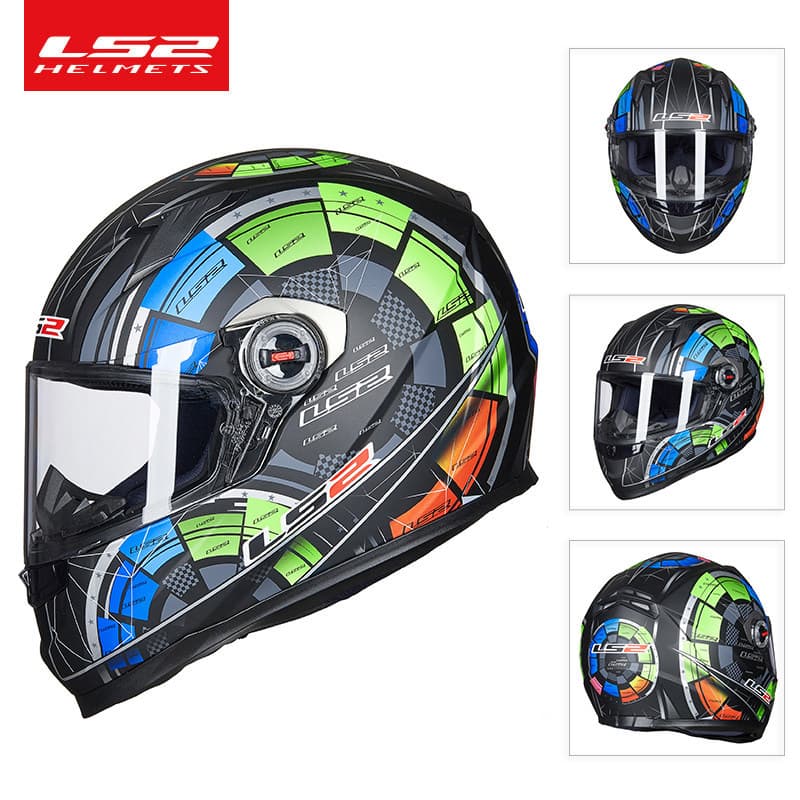 LS2 full-face motorcycle helmet for men and women, all-season, large tail fin motorcycle 3C certified anti-fog winter FF358
