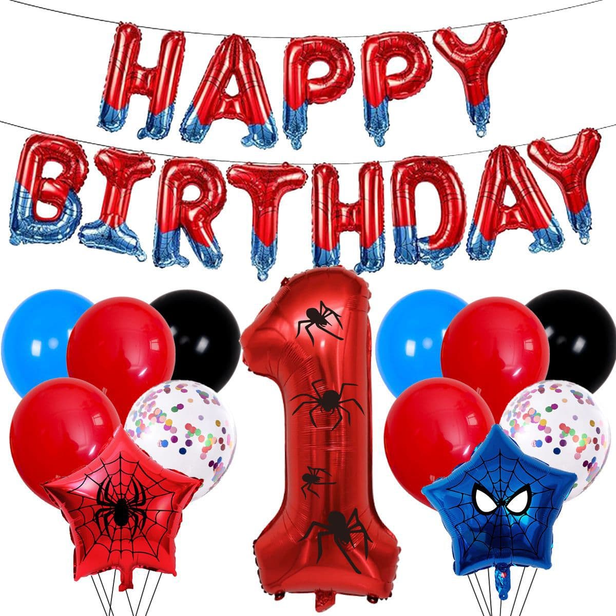Cross-border Birthday Balloons 10-inch Round Balloons Amazon Wholesale 32-inch Number Foil Spider Birthday Party