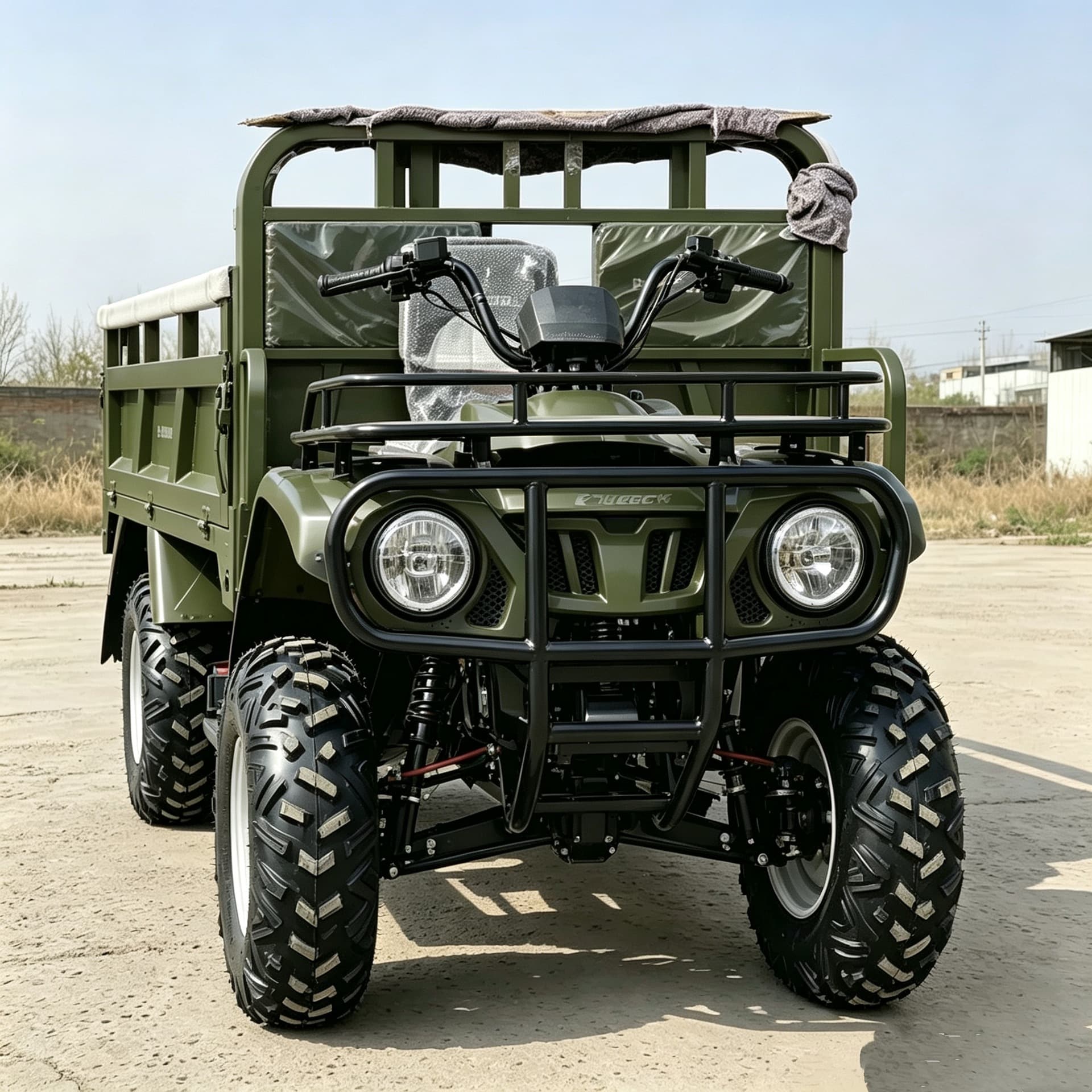 Farmer vehicle, four-wheel drive ATV, motorcycle, adult all-terrain vehicle, ATV cargo trailer, people-carrying cargo agricultural model