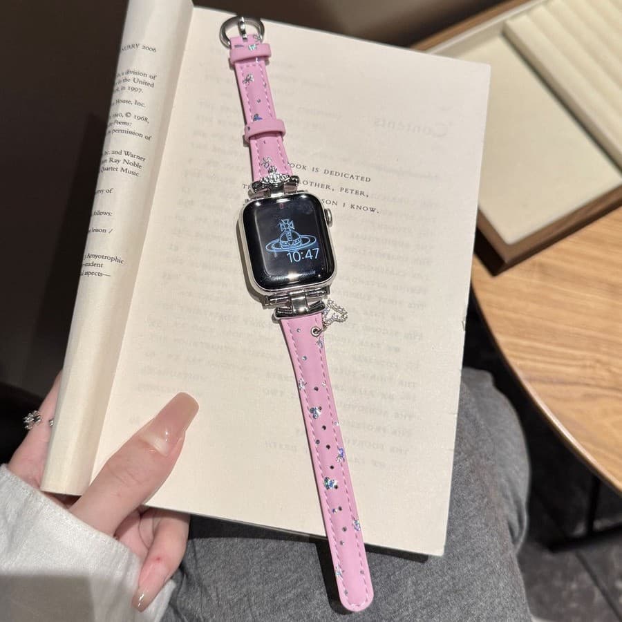 Compatible with Apple S10 Heart Pendant Leather Watch Band for Apple 1-9 Watch New Xiaomi 8 9 PRO Huawei FIT 4 3