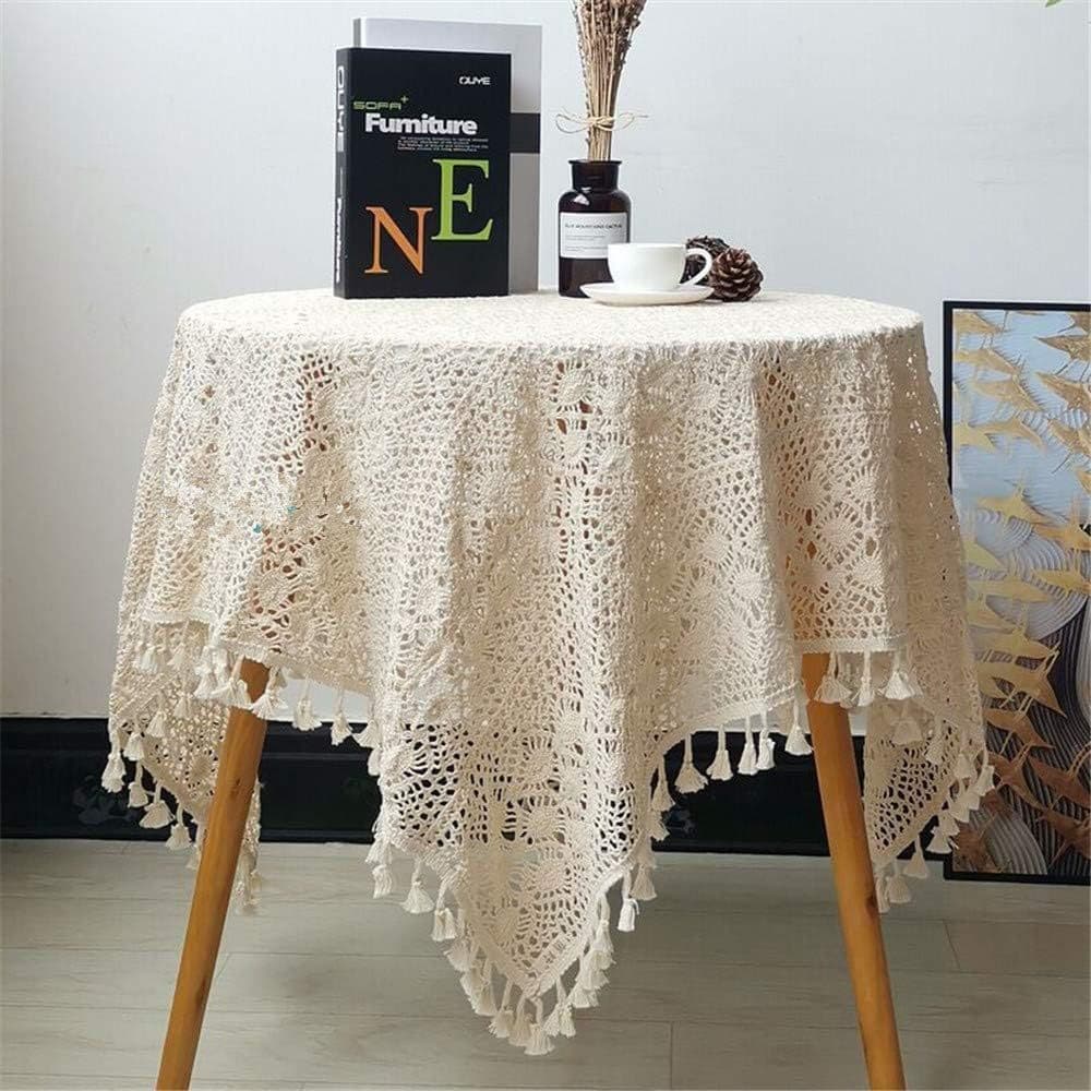 American literary tablecloth hollow crochet tassel coffee table cabinet tablecloth lace pattern manufacturer wholesale cross-border temu