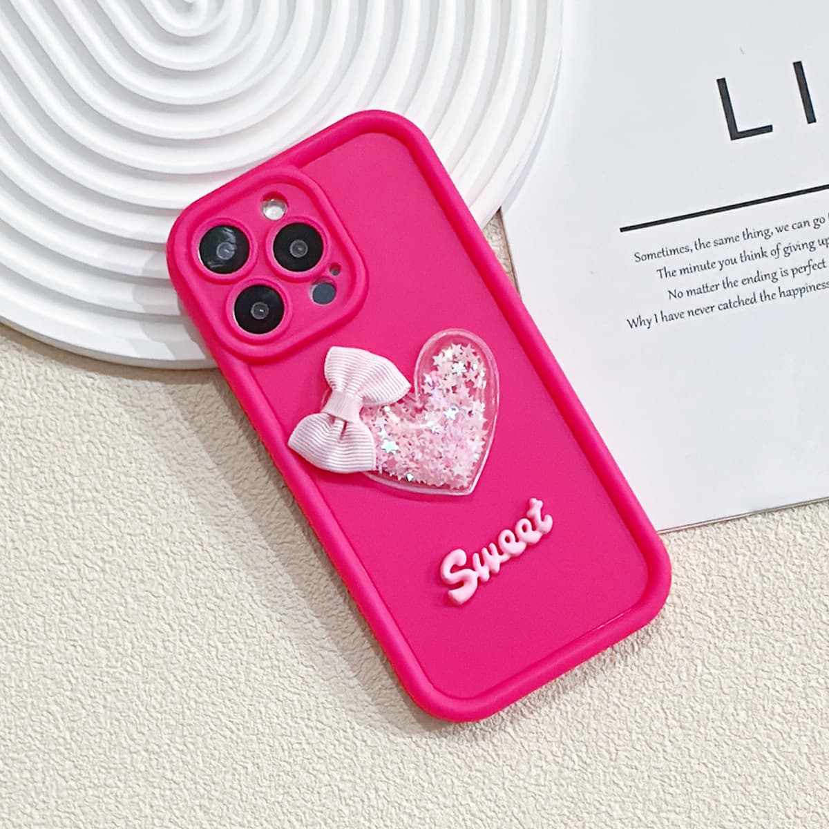 Emery Sand Love Heart Phone Case for Apple iPhone 12 13 14 15 PRO MAX