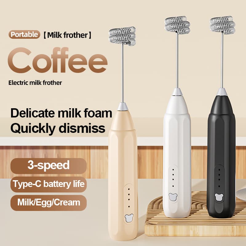 Electric Milk Frother USB Rechargeable Coffee Frother Milk Stirrer Portable Egg Beater