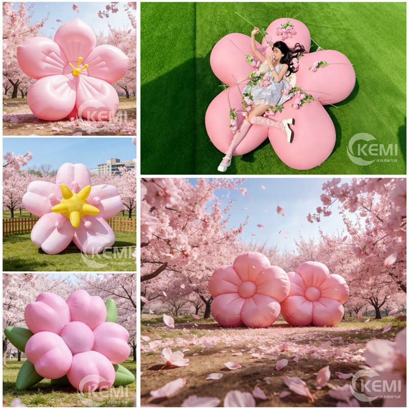 Spring Cherry Blossom and Peach Blossom Inflatable Decor for Large Scenic Spots, Park Atmosphere Decoration, Shopping Mall Store Event Setup and Beautification