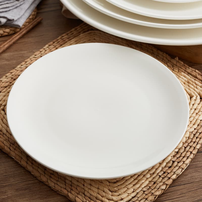 Factory Direct Shanxi Ceramic Plate Round White Thick Western Steak Plate Shallow Plate Ceramic Plate