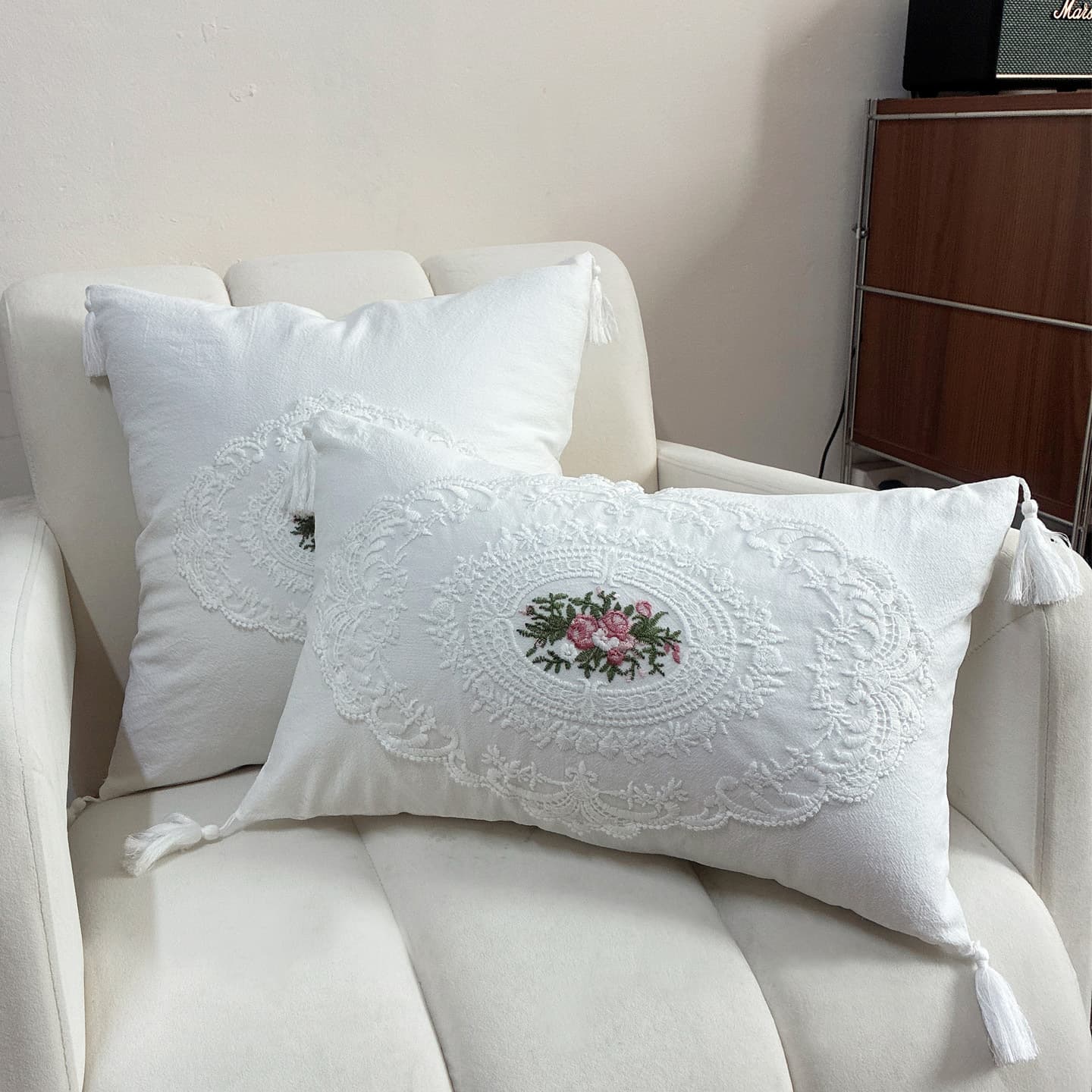 French romantic throw pillow cushion lace square pillow lumbar pillow retro sofa bedroom shape pillow core lumbar support removable