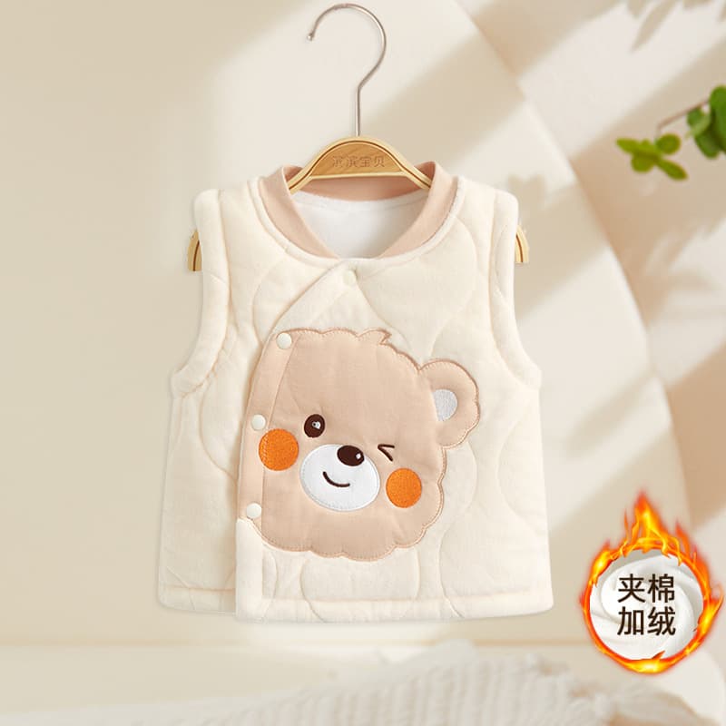 Baby Vest Autumn/Winter Outer Wear Infant Shoulder Warmer Cotton-padded Thickened Children's Vest Plush Warm Girls' Vest Boys