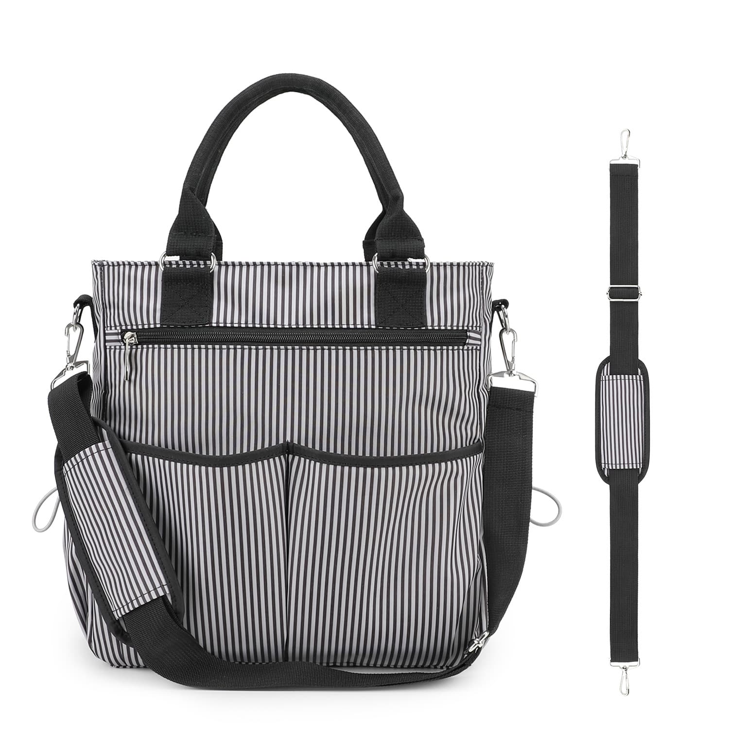 Classic Striped Mummy Bag Large Capacity Multi-compartment Burden-Reducing Shoulder Strap Mummy Bag Wear-Resistant Portable Travel Mother and Baby Bag