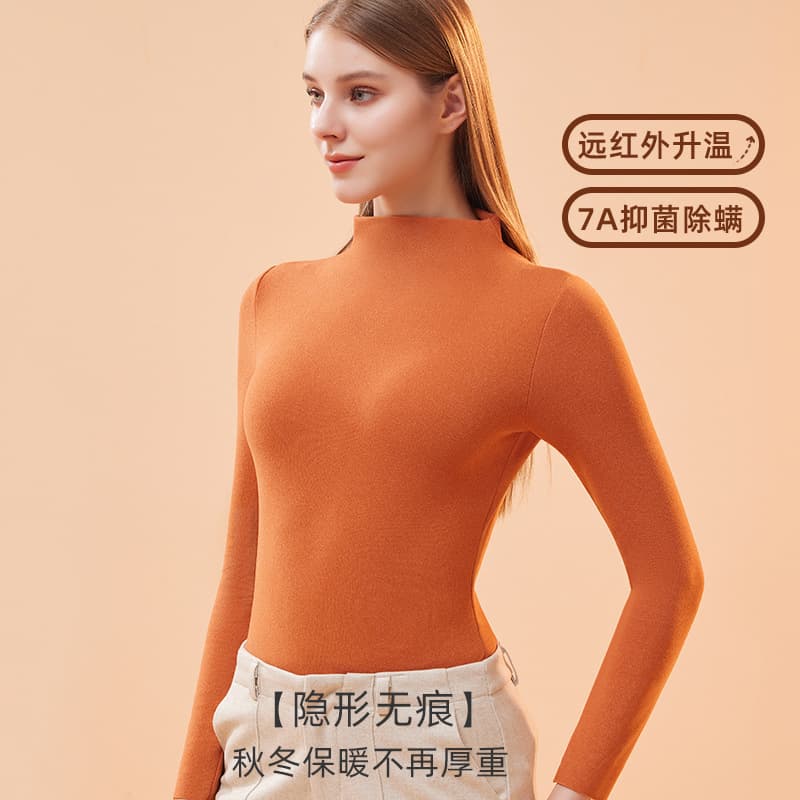 Autumn/winter thermal long-sleeve base layer high neck round neck seamless inner layer fitted waist-slimming high elasticity women thermal top underwear