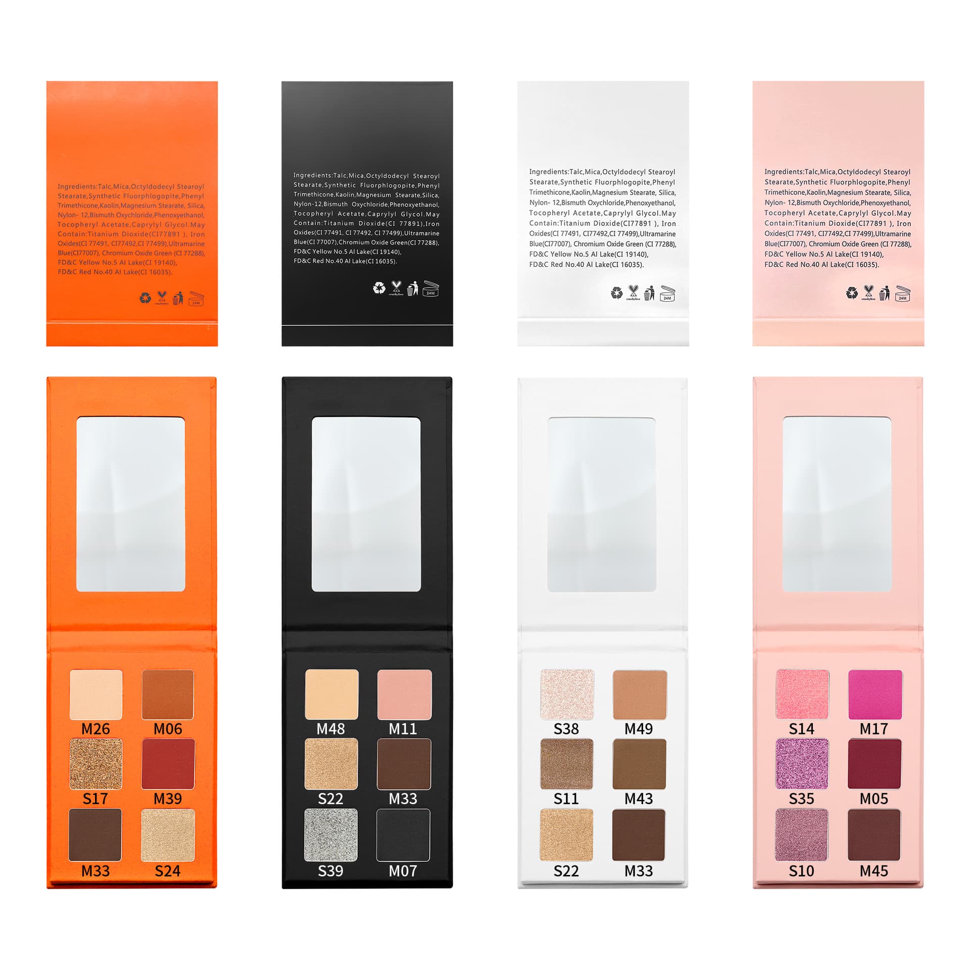 Foreign trade 6-hole eyeshadow palette 22mm square eyeshadow empty palette packaging material no logo matte pearlescent glitter DIY eyeshadow palette