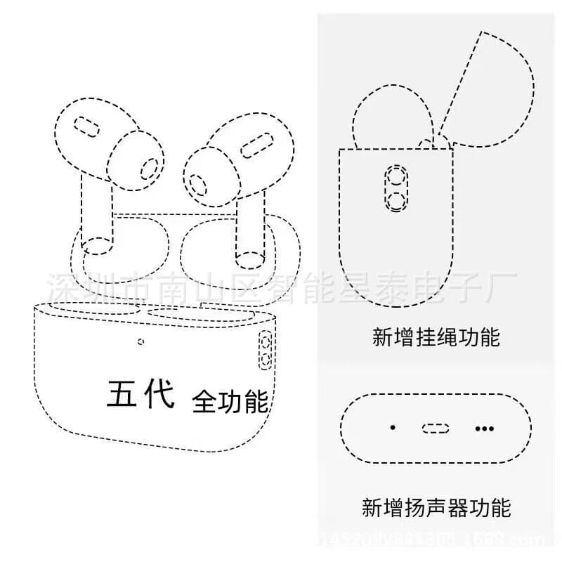 New Small 7 Type-C Full-Feature True Noise Cancelling Zhongke True Light Sensor Fifth Gen Pro2 Sixth Gen Bluetooth Earbuds