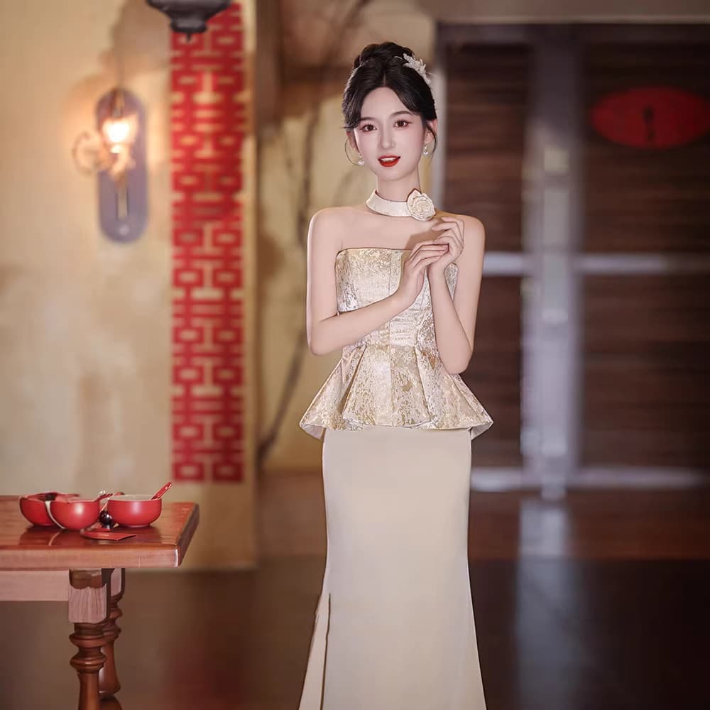High-End Evening Gown 2026 New Stunning Luxe Niche High-End Wedding Toast Dress Bride Engagement Dress