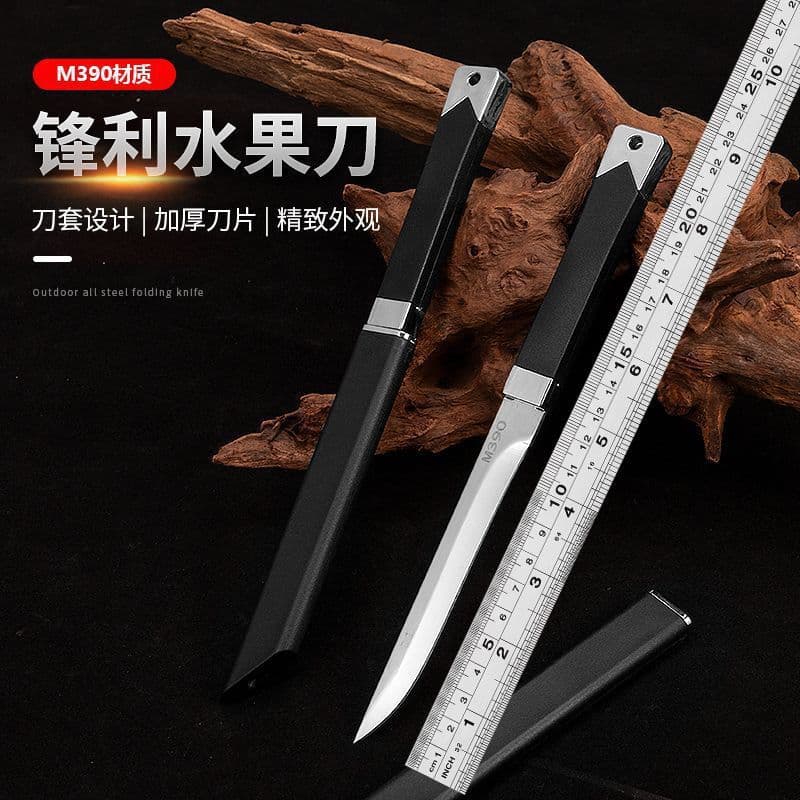 Mini Battleship M390 Pocket Knife, Ultra-Sharp Household Steak Multifunctional Fruit Knife, Portable Outdoor BBQ Carving Knife