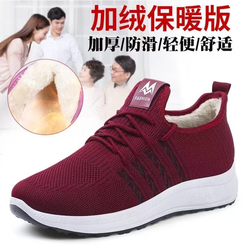 New winter women's shoes, thickened and lined with fleece, warm, comfortable, non-slip, lightweight, suitable for mothers. Drop shipping available.