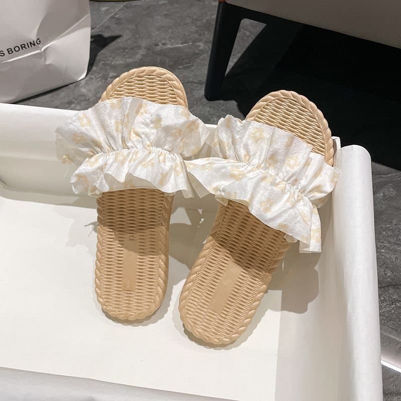 Forest-Style Floral Sandals for Women, Summer Ins Resort Style Beach Flat Sandals, Non-Slip