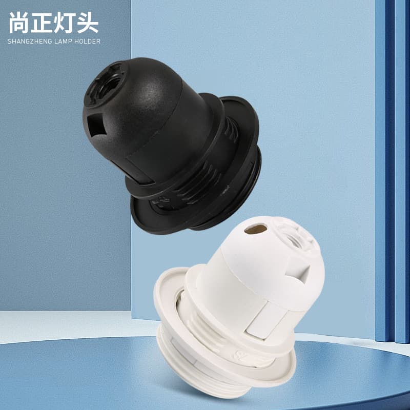 Factory Direct E27 Plastic Clip-Type Half-Thread Socket in Black/White, 220V Lighting Accessories
