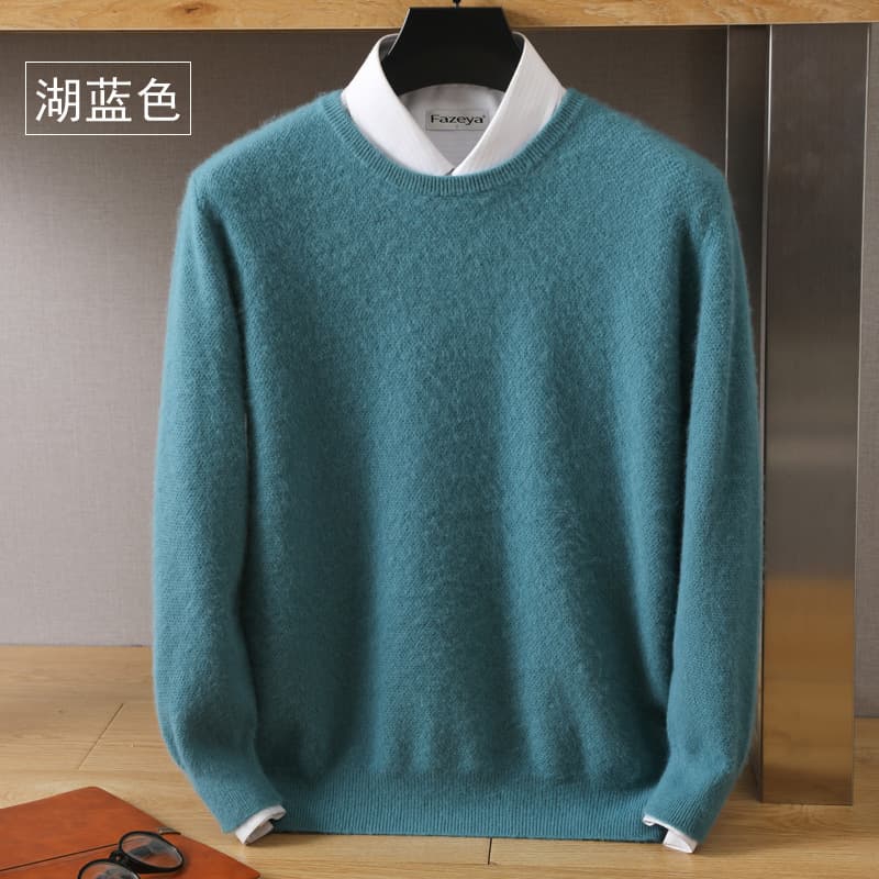 Young men's mink cashmere sweater, Korean style, round neck, thick, loose, fashionable wool knit base layer, wholesale.
