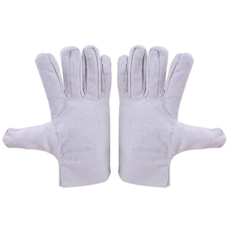 Manufacturer wholesale heat insulation anti-scald low-temperature resistant white armor 24 anti-slip canvas fully lined arc welding double-layer thickened labor protection