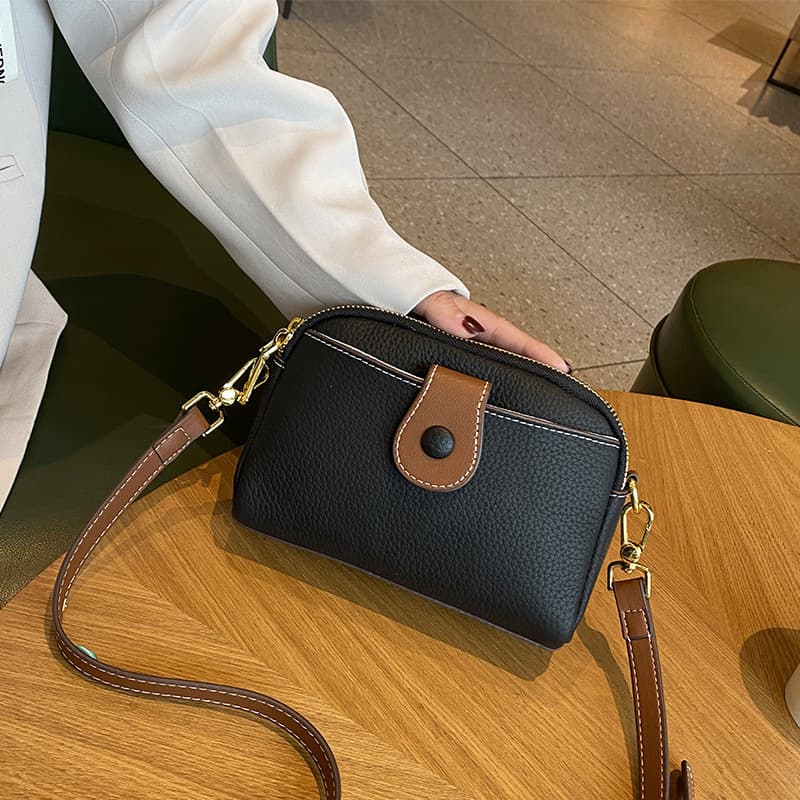 Genuine leather women's bag crossbody small bag 2025 new spring casual versatile soft leather mobile phone bag fashionable shoulder bag