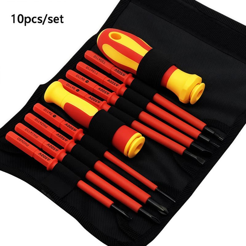 Cross-border Hot Selling 10-Piece Insulated Phillips and Flathead Screwdriver Set for Household Electrical Professional Maintenance, Factory Direct