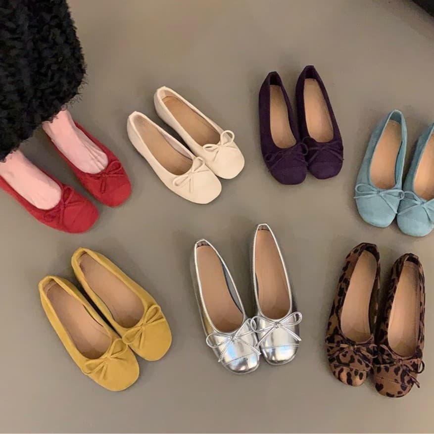 New Chinese Style Silver Ballet Flats Gentle Red Shoes Ballet Soft Sole Candy Chanel Style Women's Shoes Autumn French