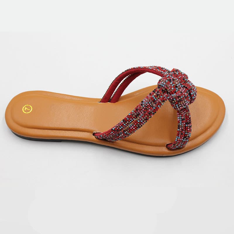 Summer PVC Rhinestone Flat Sandals for Women - Retro Colorful Crystal Slides