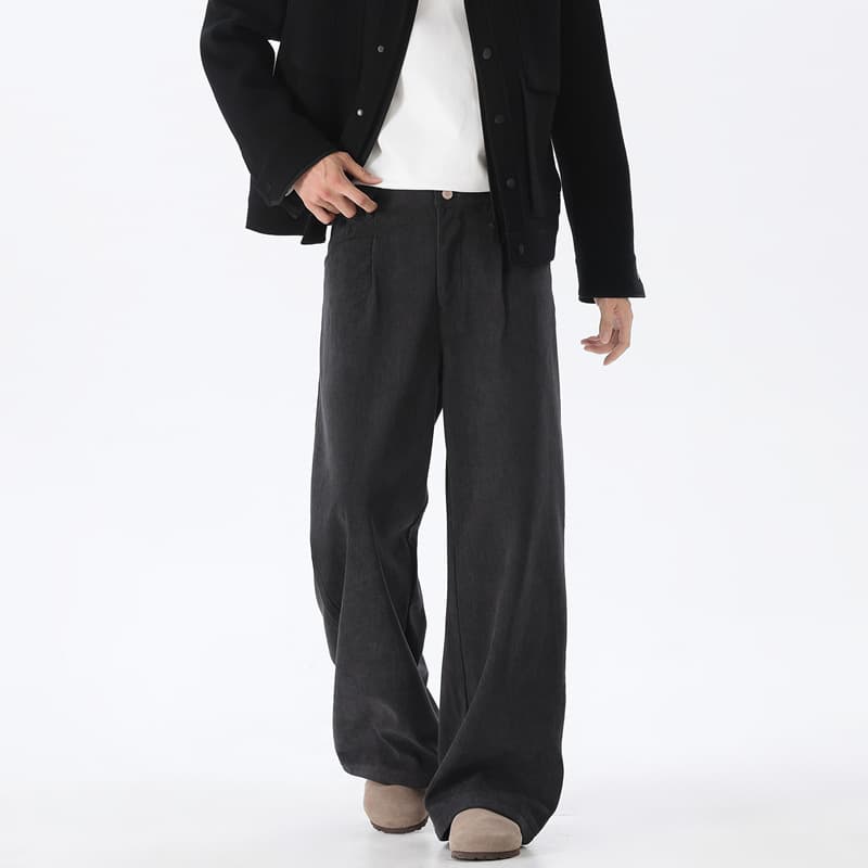 American Streetwear Vintage Corduroy Casual Pants Men Straight Loose Street Floor-Length Trousers Men Solid Color Autumn Winter Pants