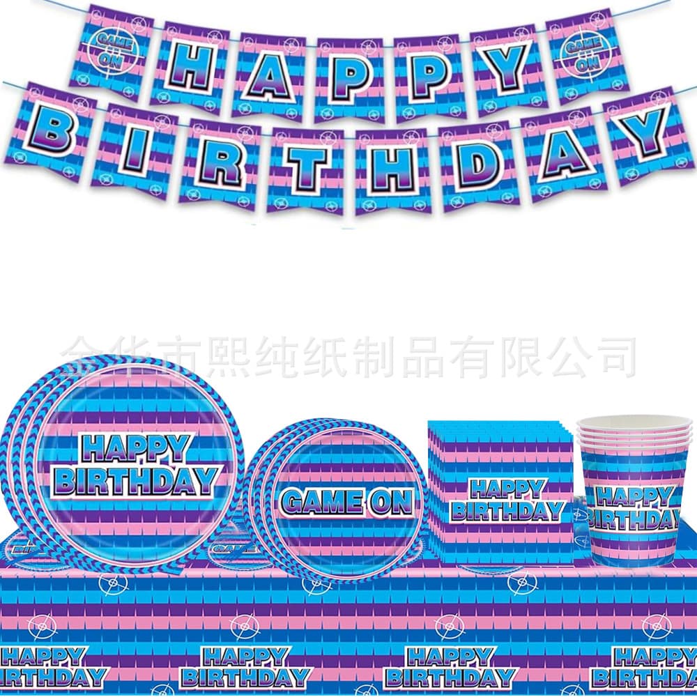 New Fortnite Video Game Kids Birthday Party Decoration Paper Plate Tablecloth Tableware Supplies Set Arrangement