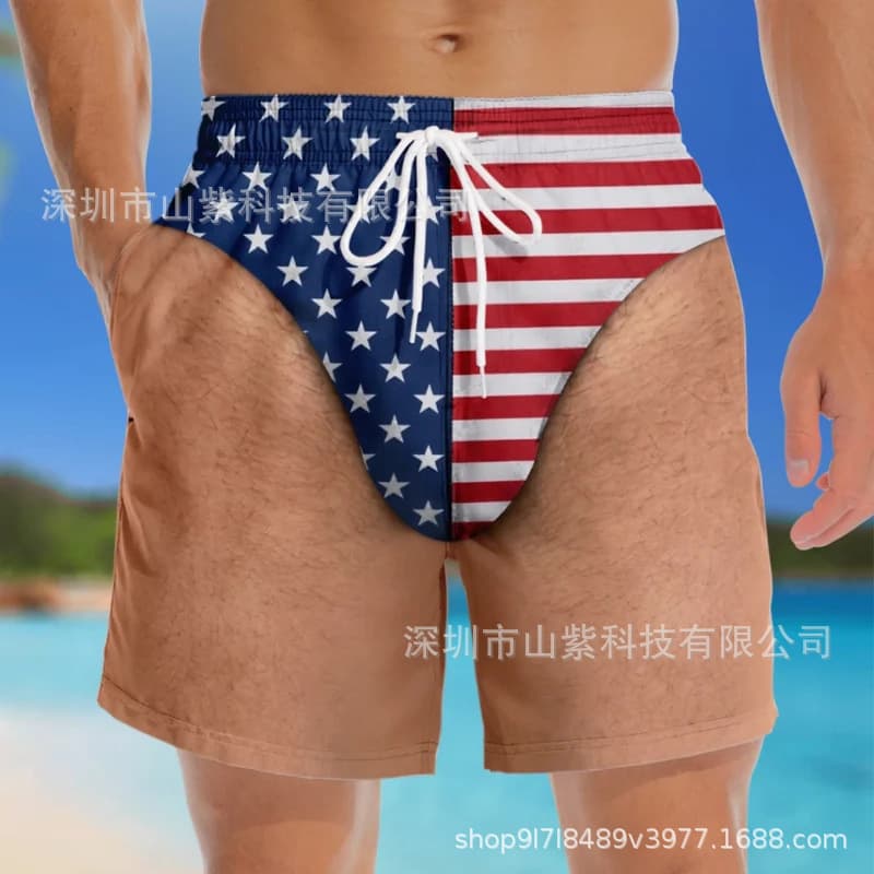 New Funny Patriotic Men Swim Trunks
