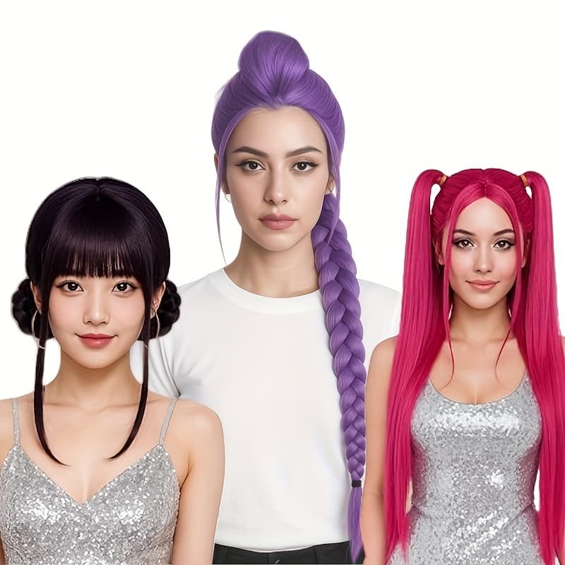 Hunter Witch Group Rumi Zoe Mila Cosplay Wig Kpop Stock Cross-border Hunter Witch Group Wig