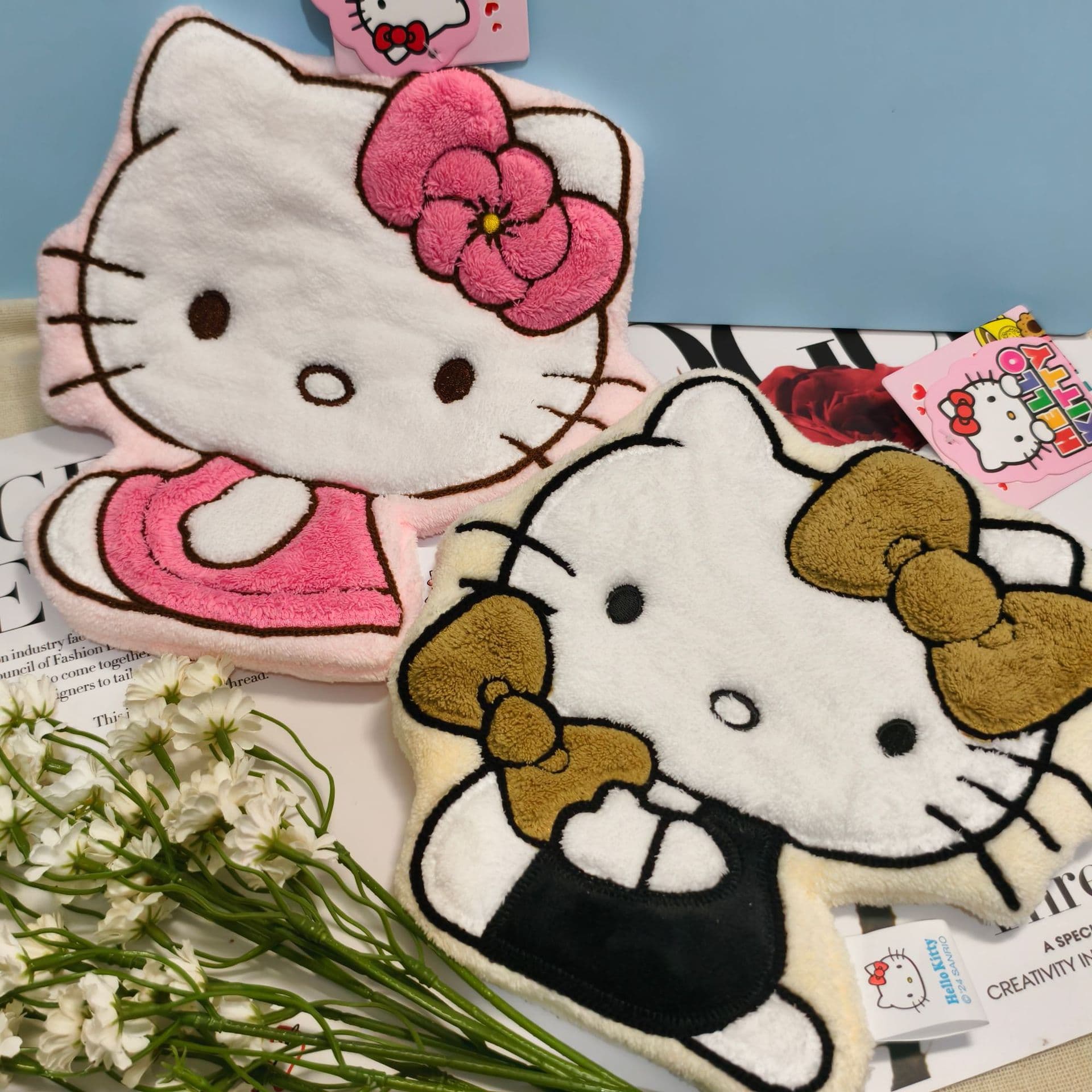 Sanrio Licensed Hello Kitty Hand Towel Cute Cartoon Hanging Double-Layer Absorbent Coral Fleece